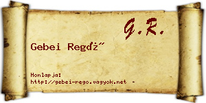 Gebei Regő névjegykártya